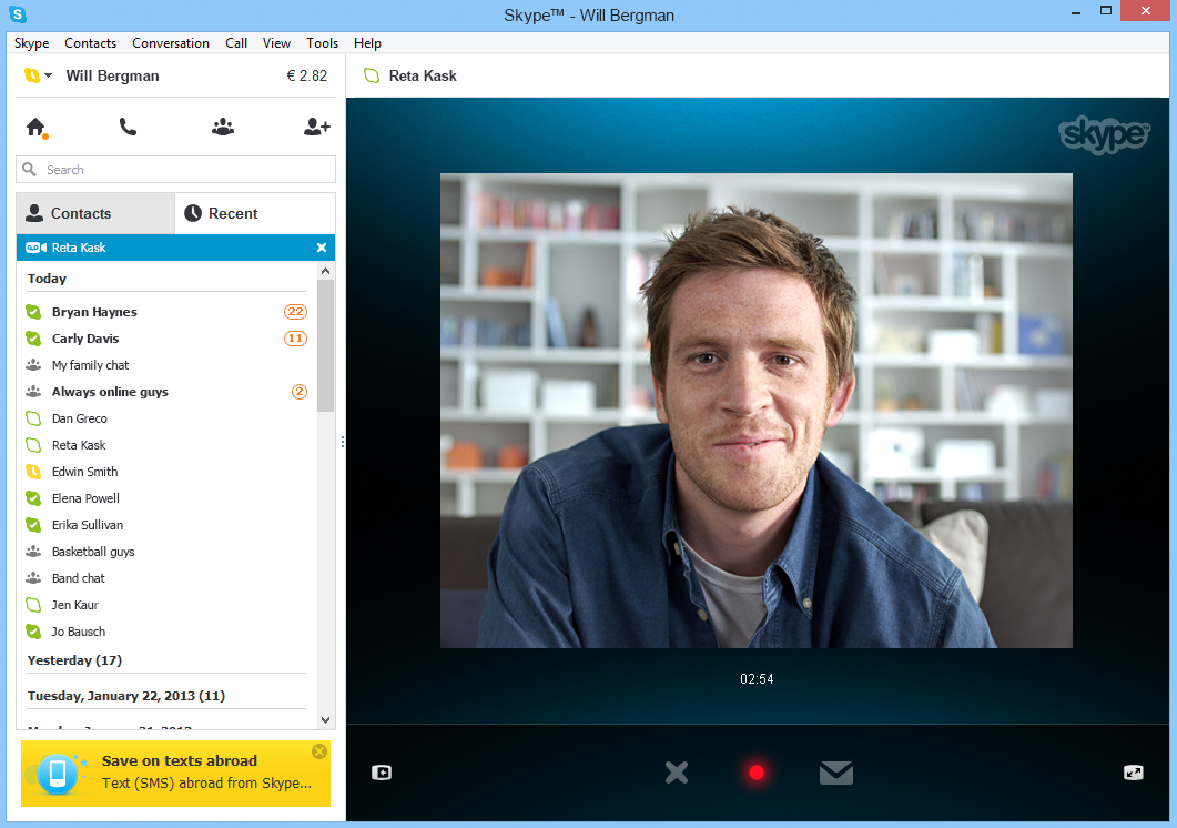how to download skype video message